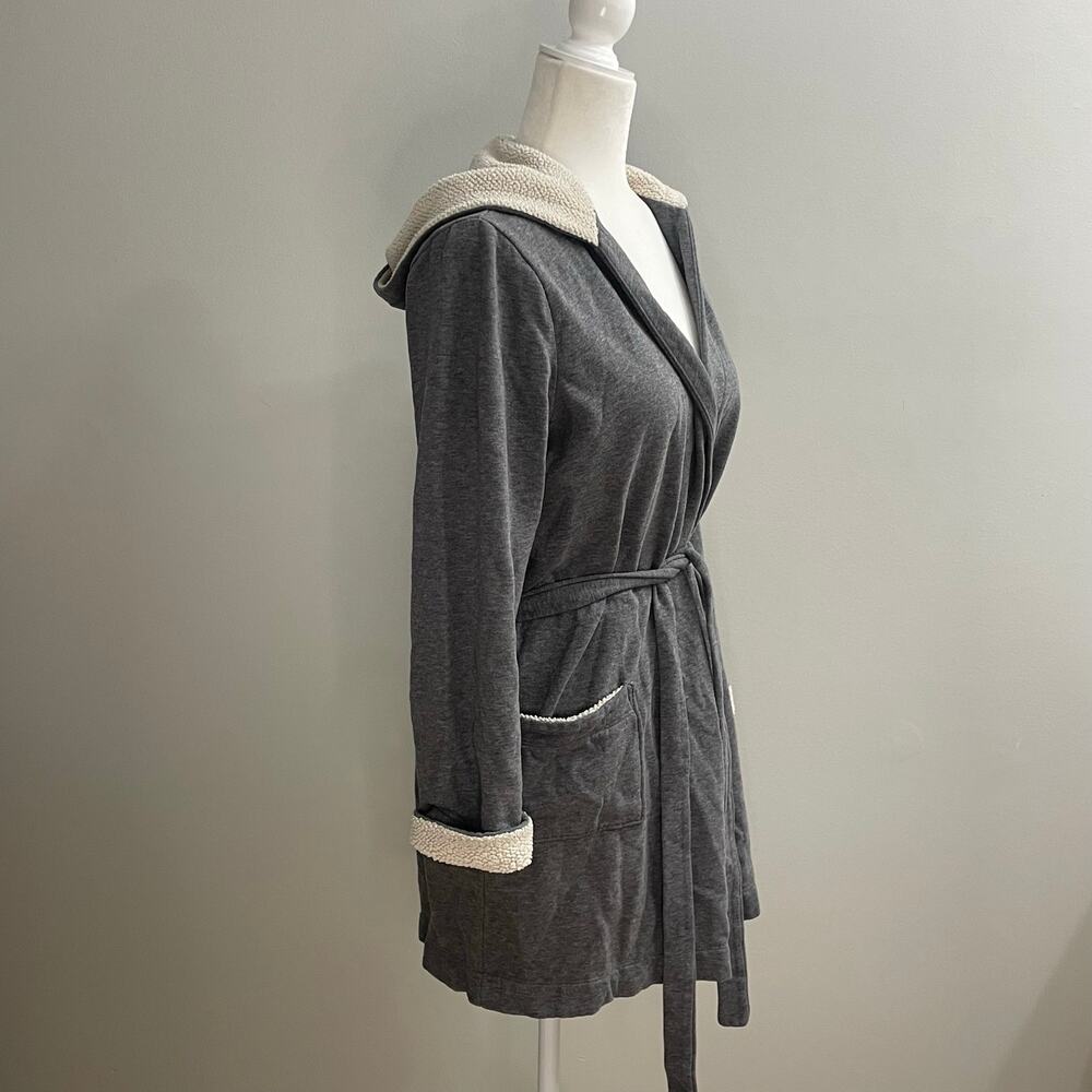 Victoria’s Secret Classic Hooded Fleece Robe | Gray Sherpa Lined Sz Small